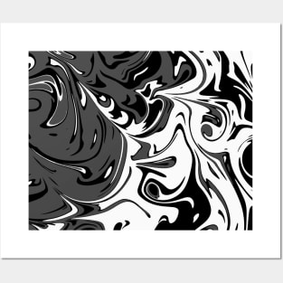 Grey white Liquid Abstract Art Posters and Art